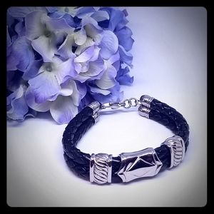 Men's braided leather bracelet